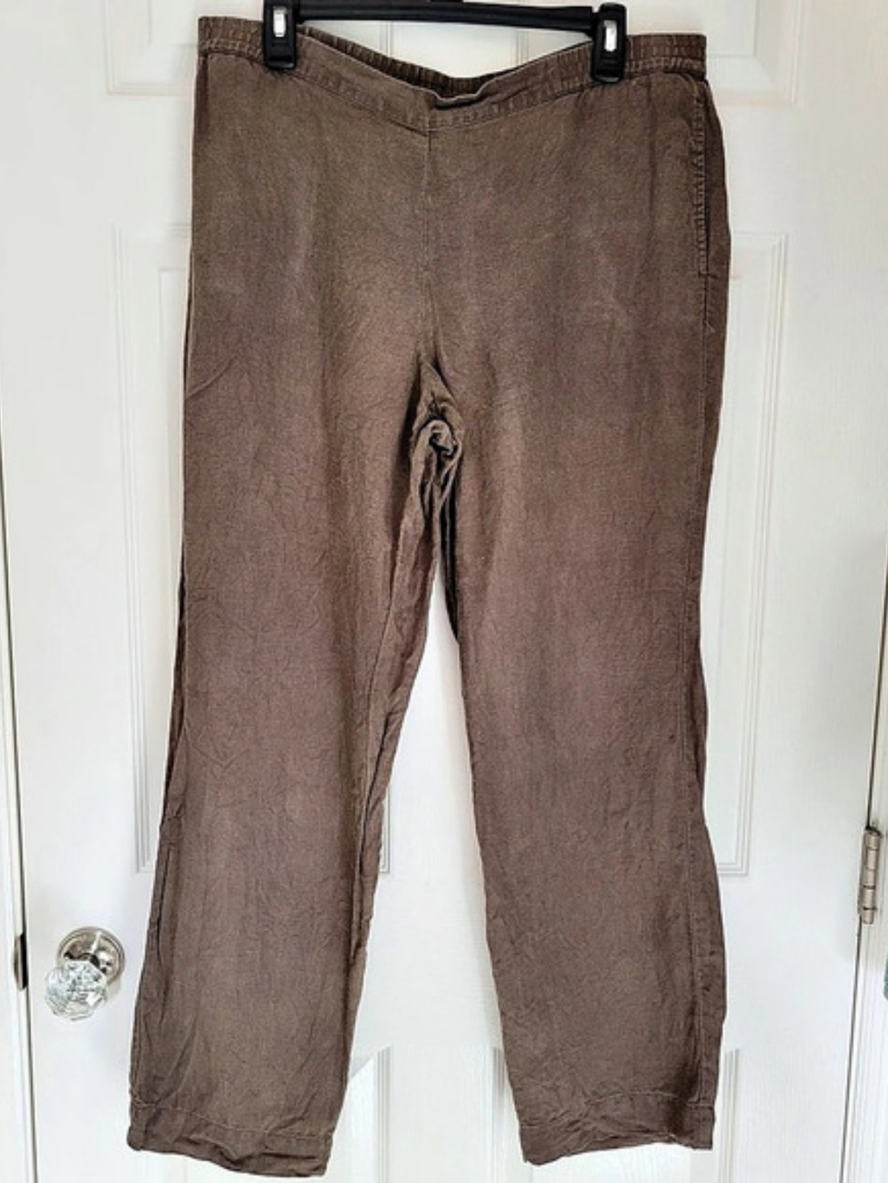 J.Jill Love Linen Pull-On Pants Straight Leg Brown - Medium